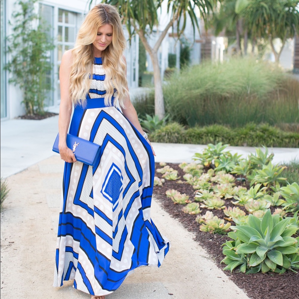 Eliza J Maxi Halter Dress Scarf Print